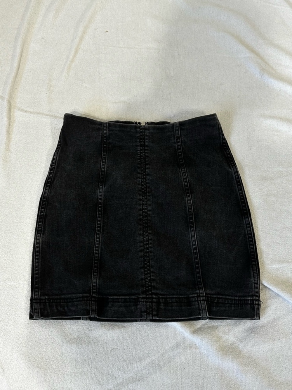 Free People Black Panelled Denim Mini Skirt
